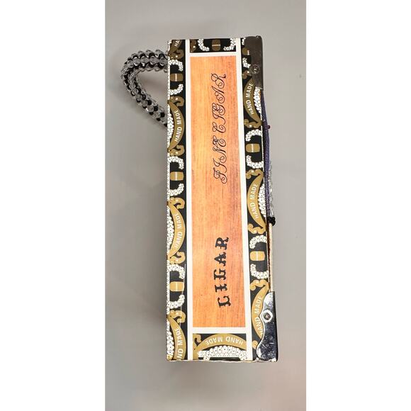 Vintage Imported Braciano Fine Cigars Beaded Box Case Purse Bag Night Skyline - Picture 6 of 16